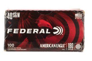 Federal American Eagle 40 S&W 180gr FMJ Ammo comes in brass casing